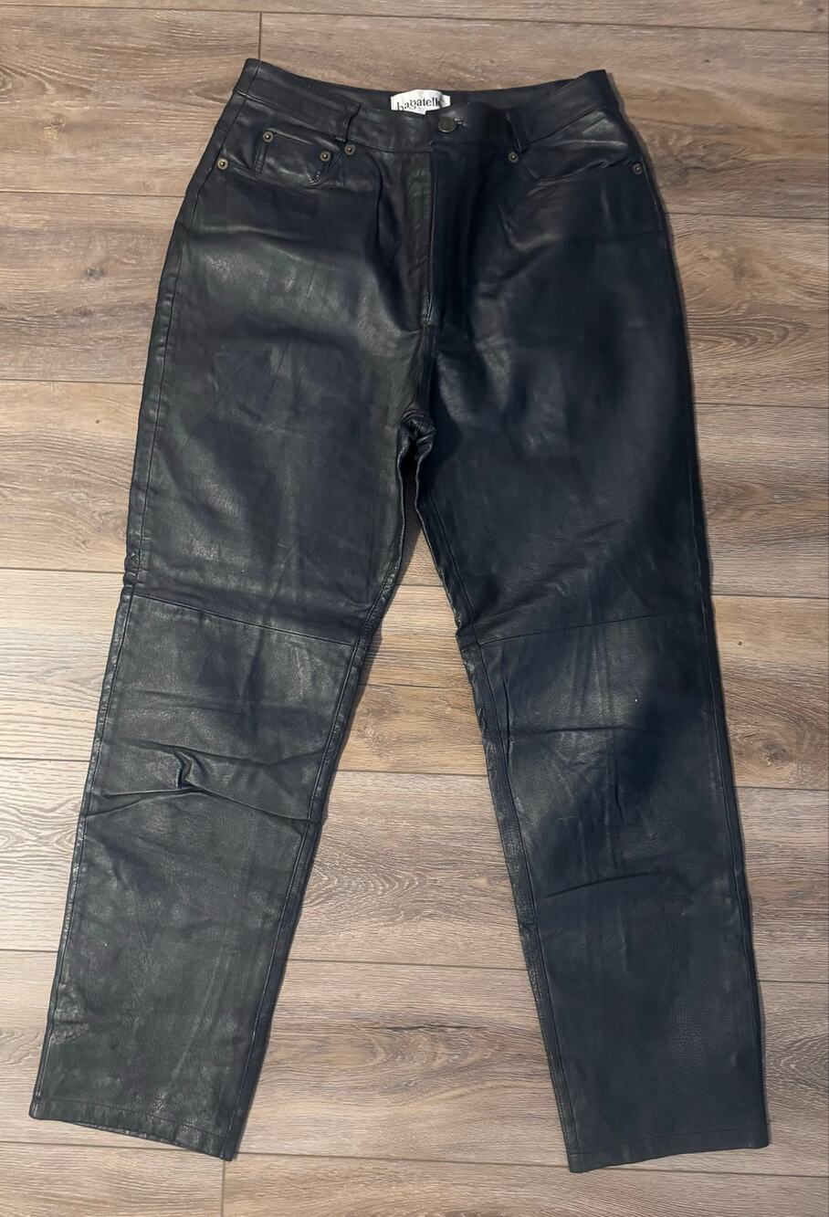VTG Y2K Bagatelle Black Genuine Leather Pants High Waisted Straight Leg Size 8